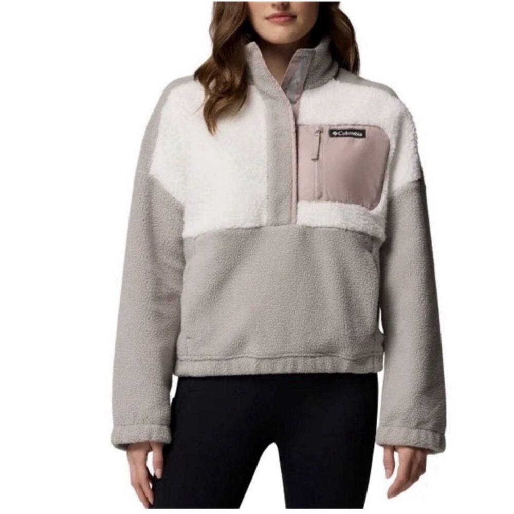 Colombia Fleece Jacket Women XXL Cream And Grey NWT